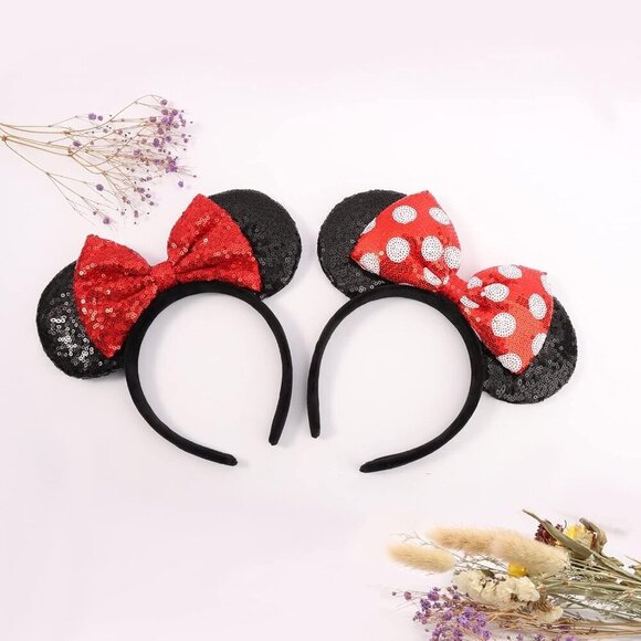 Sequin Mouse Ear Headbands 2 pcs Adults Kids Polka Dot Cute Party Accessory main image 5